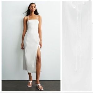 linen blend oyster dress white zara ref 7385/147 XS